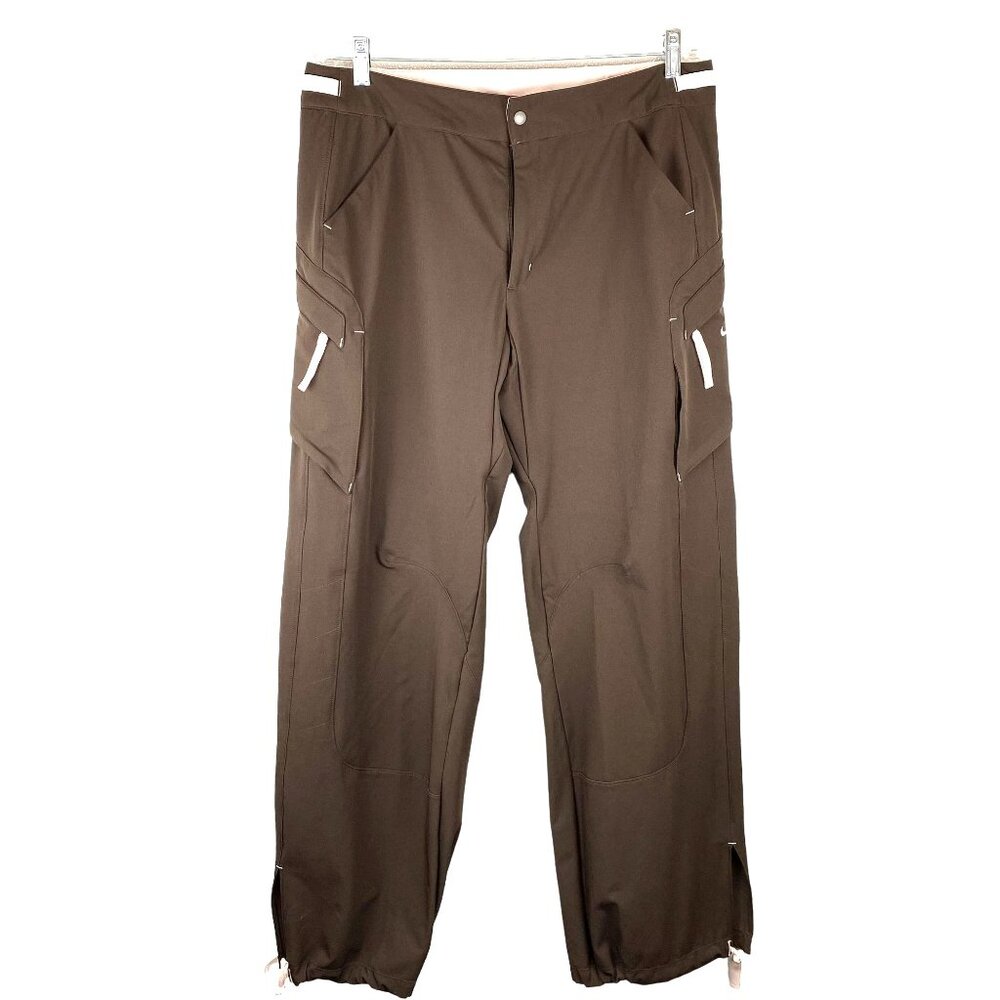 Y2K Nike Lightweight Dri-Fit Brown Pink Cargo Trousers Adjustable Waist Pants L